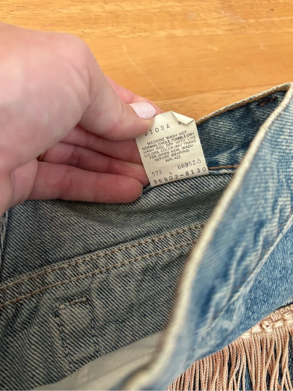VTG 90s Levi's 569 upcycled fringe paisley jeans loose straight fit 900 series - Picture 6 of 12
